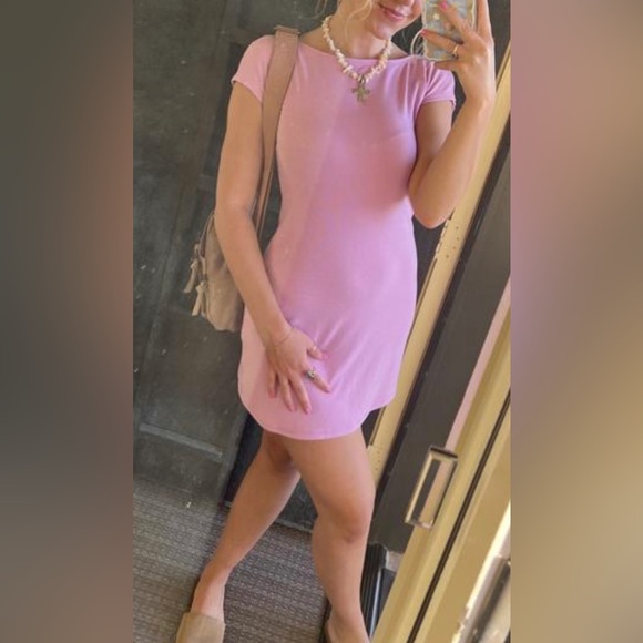 Free People Beach Rosalia Low Back Mini Dress in Pink Chalk Size Large NWT - Picture 10 of 12